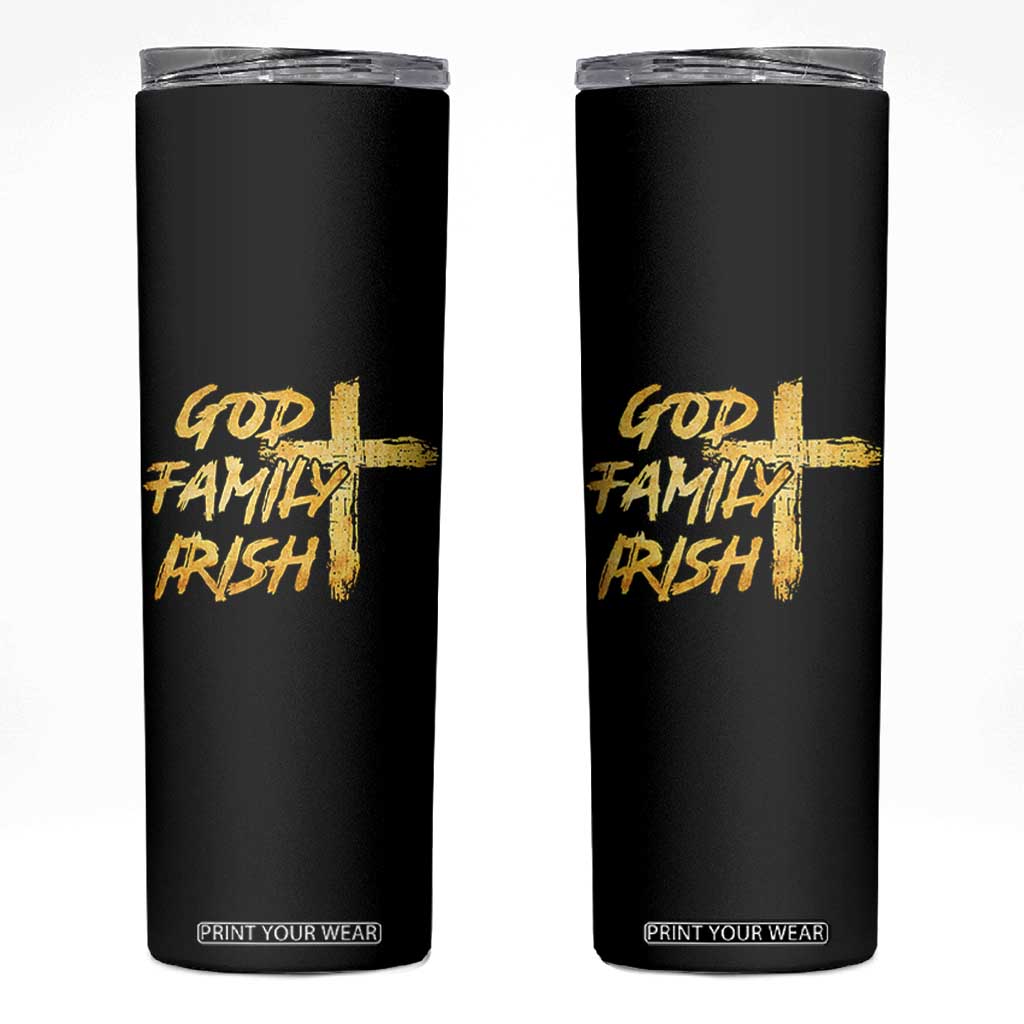 God Family Irish Skinny Tumbler Christian Faith Cross Notre Dame Game Day TS10 Black Print Your Wear