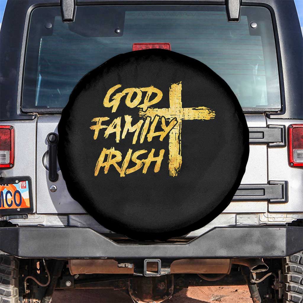 God Family Irish Spare Tire Cover Christian Faith Cross Notre Dame Game Day TS10 No hole Black Print Your Wear