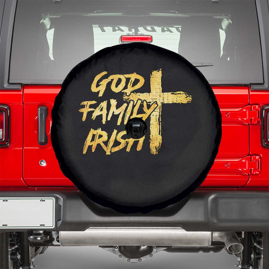 God Family Irish Spare Tire Cover Christian Faith Cross Notre Dame Game Day TS10 Black Print Your Wear