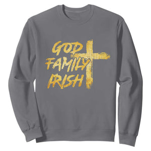 God Family Irish Sweatshirt Christian Faith Cross Notre Dame Game Day TS10 Charcoal Print Your Wear