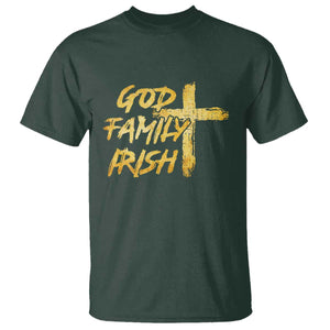 God Family Irish T Shirt Christian Faith Cross Notre Dame Game Day TS10 Dark Forest Green Print Your Wear