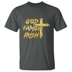 God Family Irish T Shirt Christian Faith Cross Notre Dame Game Day TS10 Dark Heather Print Your Wear