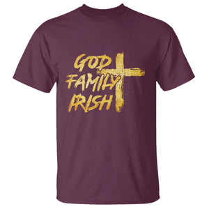God Family Irish T Shirt Christian Faith Cross Notre Dame Game Day TS10 Maroon Print Your Wear