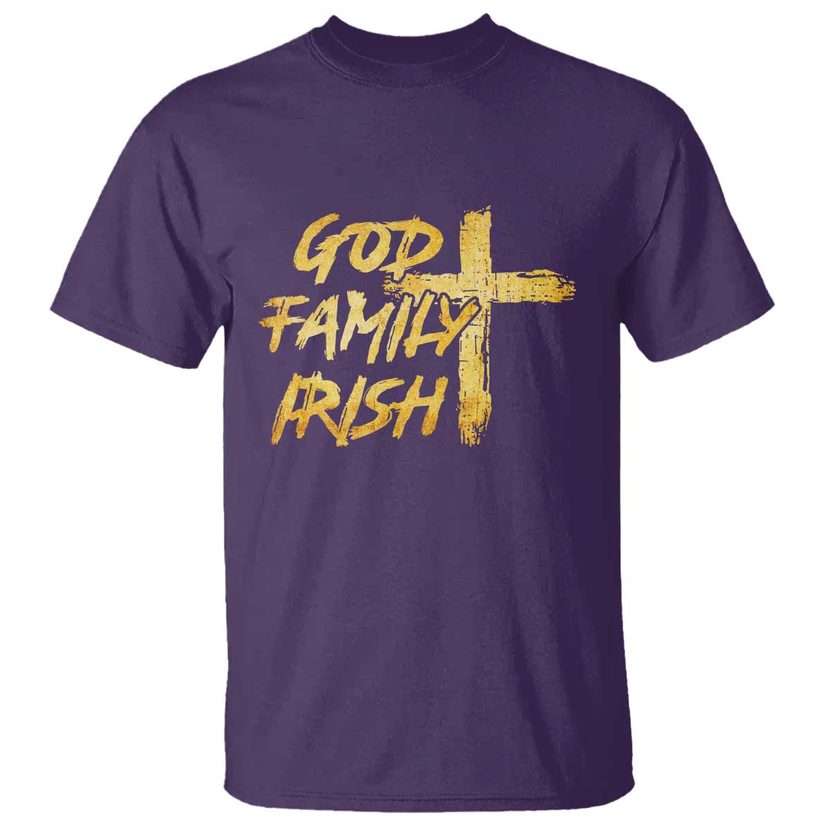 God Family Irish T Shirt Christian Faith Cross Notre Dame Game Day TS10 Purple Print Your Wear