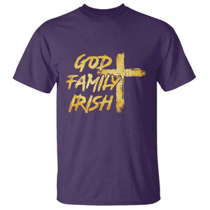 God Family Irish T Shirt Christian Faith Cross Notre Dame Game Day TS10 Purple Print Your Wear