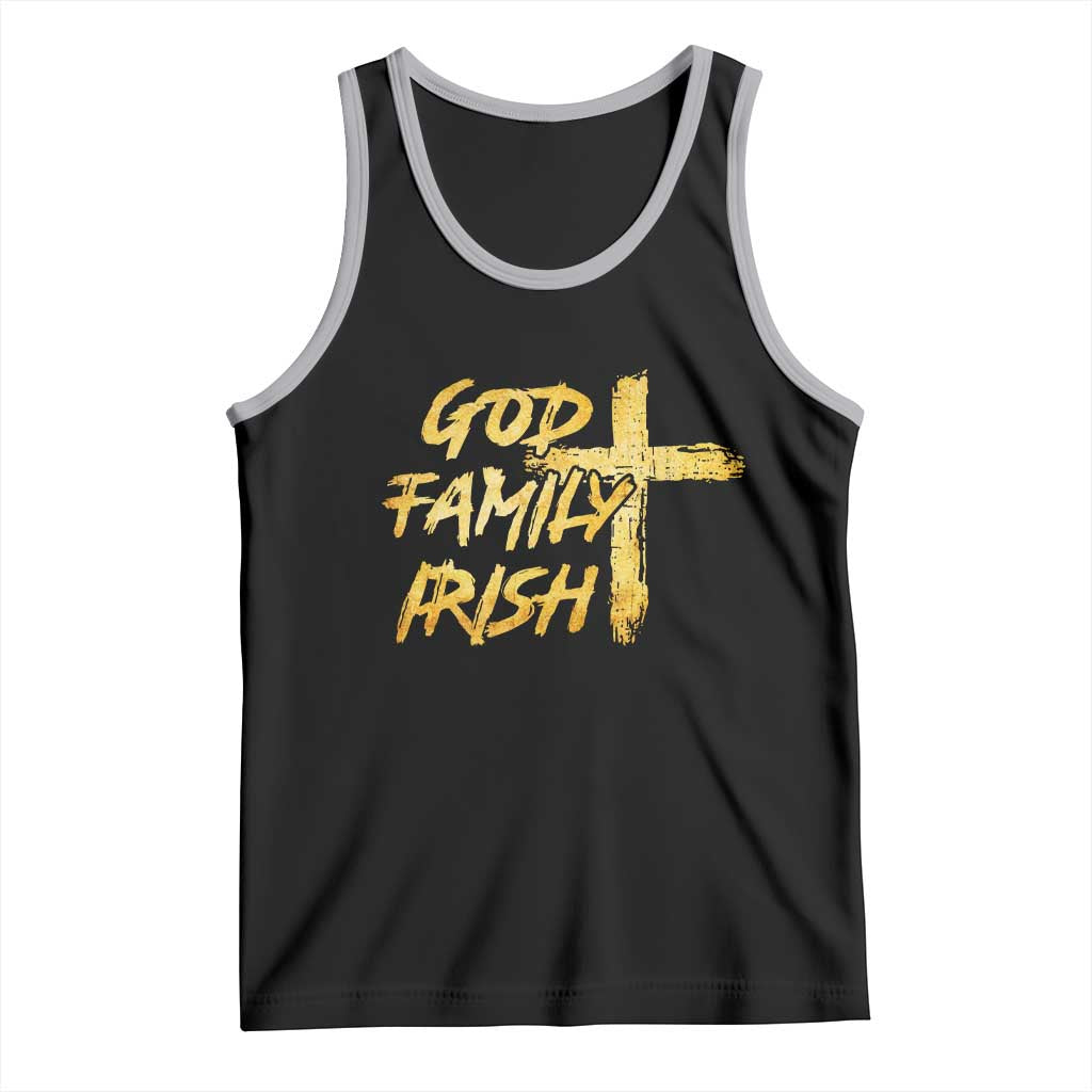 God Family Irish Tank Top Christian Faith Cross Notre Dame Game Day TS10 Black Athletic Heather Print Your Wear