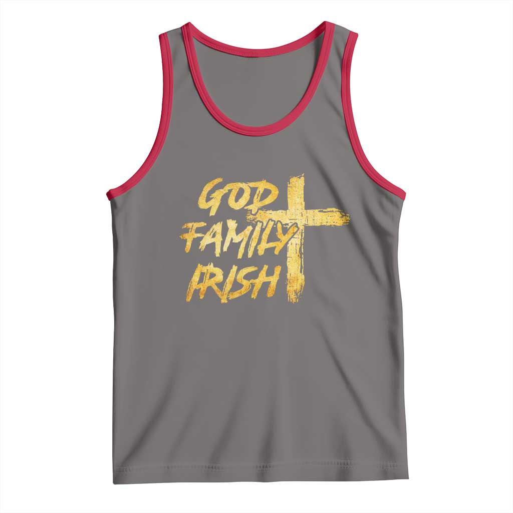 God Family Irish Tank Top Christian Faith Cross Notre Dame Game Day TS10 Deep Heather Red Print Your Wear