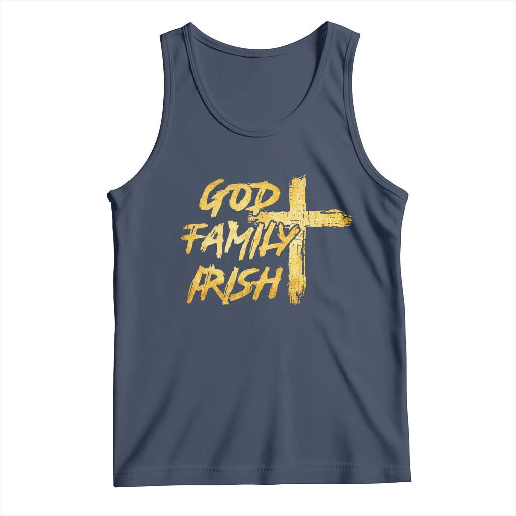 God Family Irish Tank Top Christian Faith Cross Notre Dame Game Day TS10 Navy Print Your Wear