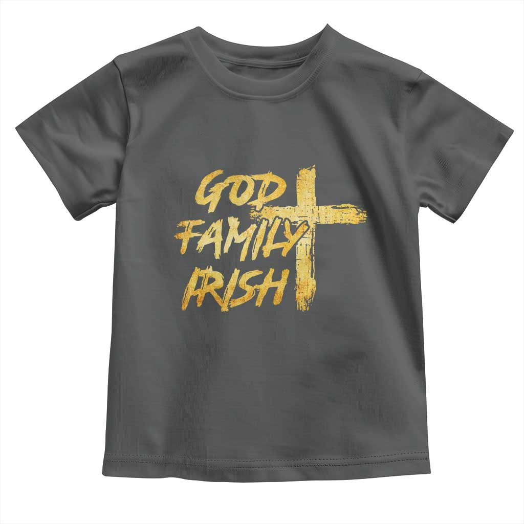 God Family Irish Toddler T Shirt Christian Faith Cross Notre Dame Game Day TS10 Dark Heather Print Your Wear