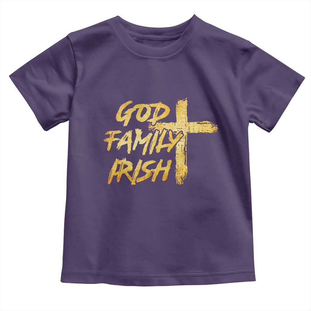 God Family Irish Toddler T Shirt Christian Faith Cross Notre Dame Game Day TS10 Purple Print Your Wear