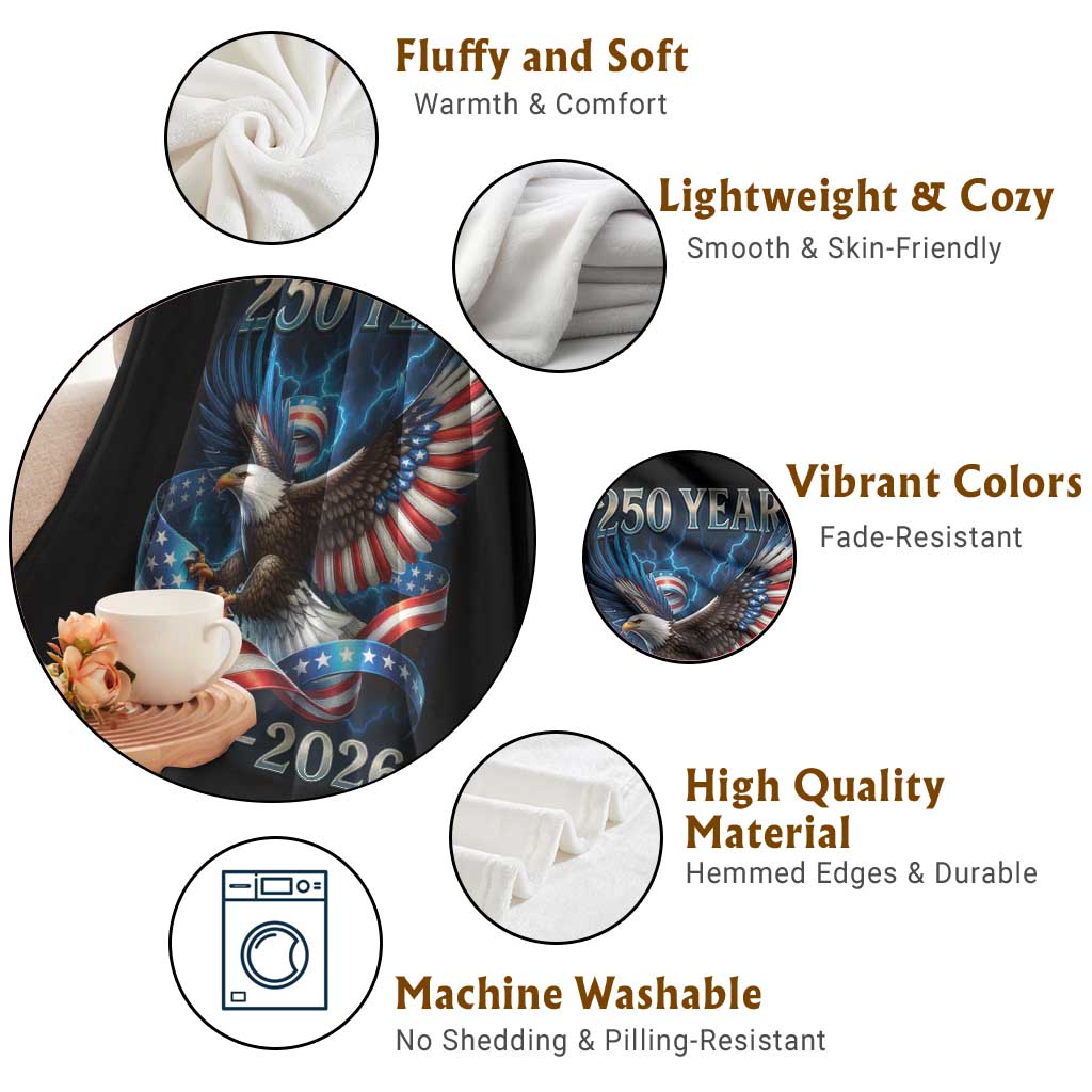 250 Years America Throw Blanket Eagle and Flag 250th Anniversary USA Patriotic 1776 2026 TS10 Print Your Wear