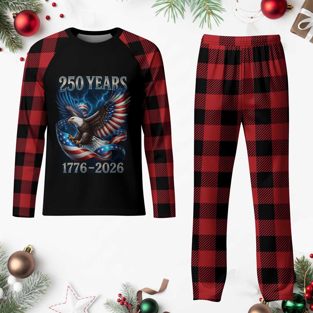 250 Years America Plaid Pajama Set Eagle and Flag 250th Anniversary USA Patriotic 1776 2026 TS10 Buffalo Plaid Print Your Wear