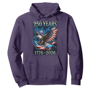 250 Years America Hoodie Eagle and Flag 250th Anniversary USA Patriotic 1776 2026 TS10 Purple Print Your Wear