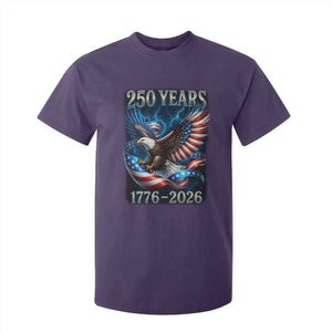 250 Years America T Shirt For Kid Eagle and Flag 250th Anniversary USA Patriotic 1776 2026 TS10 Purple Print Your Wear