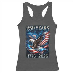 250 Years America Racerback Tank Top Eagle and Flag 250th Anniversary USA Patriotic 1776 2026 TS10 Dark Heather Print Your Wear
