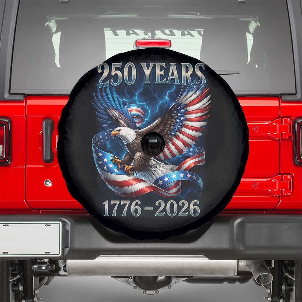 250 Years America Spare Tire Cover Eagle and Flag 250th Anniversary USA Patriotic 1776 2026 TS10 Black Print Your Wear