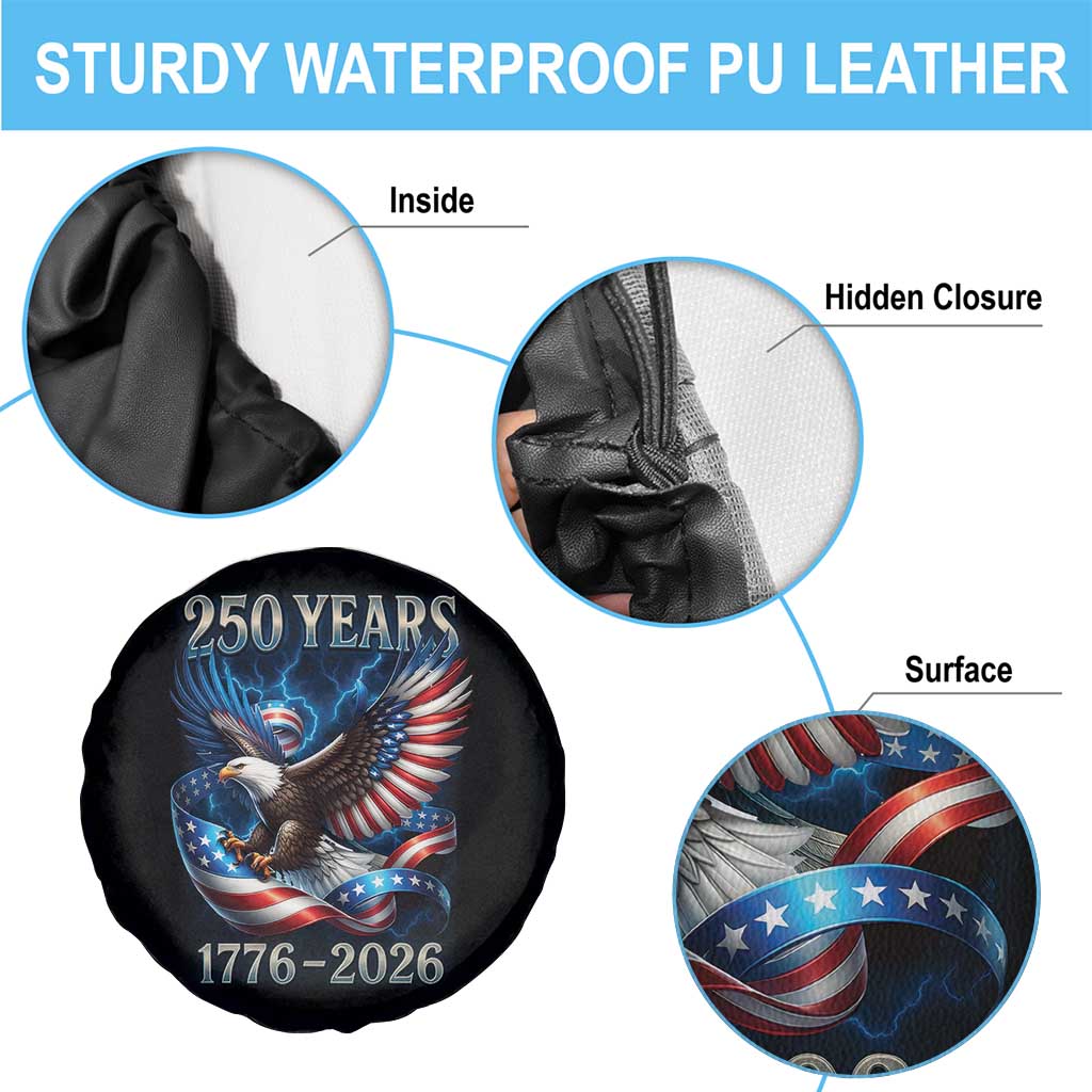 250 Years America Spare Tire Cover Eagle and Flag 250th Anniversary USA Patriotic 1776 2026 TS10 Print Your Wear