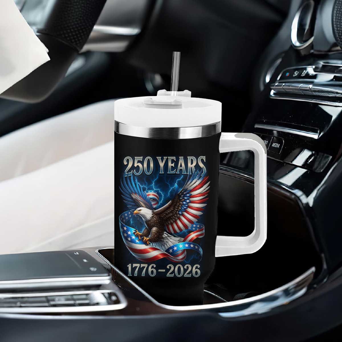 250 Years America Tumbler With Handle Eagle and Flag 250th Anniversary USA Patriotic 1776 2026 TS10 Print Your Wear