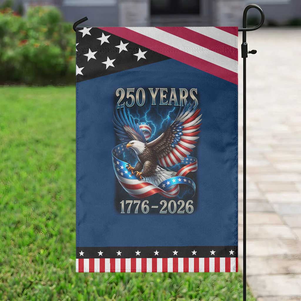 250 Years America Garden Flag - Eagle and Flag 250th Anniversary USA Patriotic 1776 2026 TS10 Classic Blue Black Print Your Wear