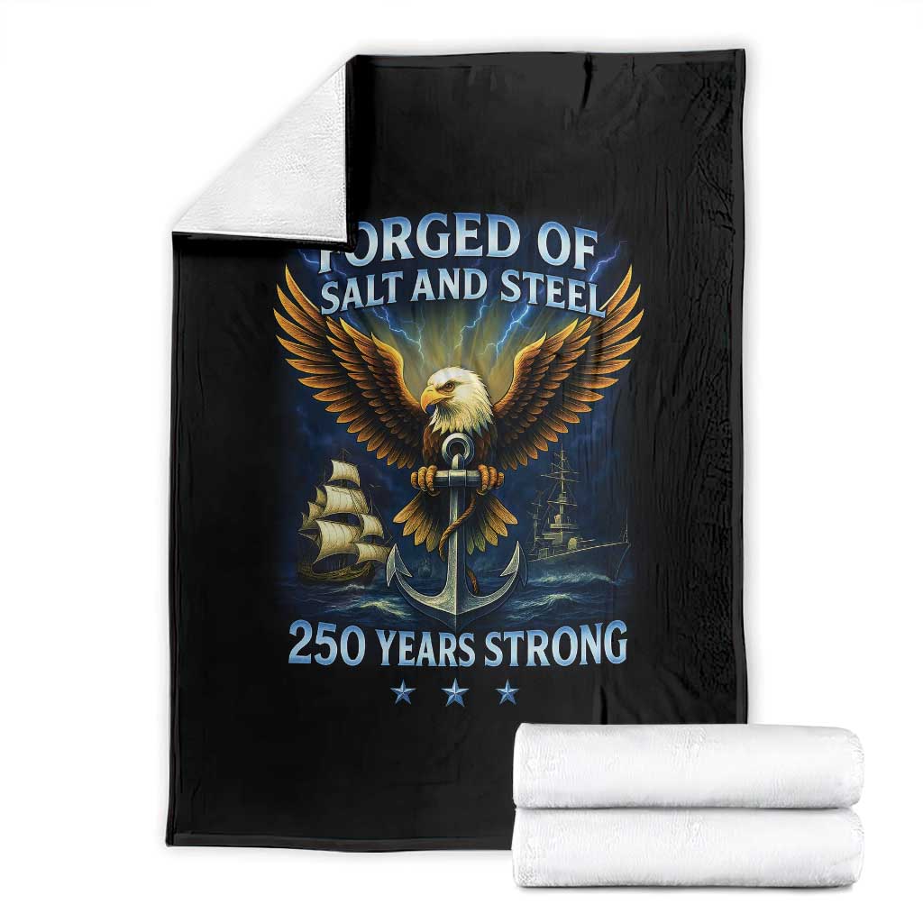 Navy Veteran 250th Anniversary Throw Blanket Forged of Salt and Steel US Naval Ships 250th Anniversary TS10 Black Print Your Wear