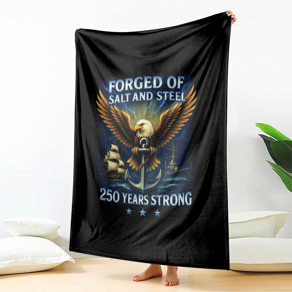 Navy Veteran 250th Anniversary Throw Blanket Forged of Salt and Steel US Naval Ships 250th Anniversary TS10 Print Your Wear