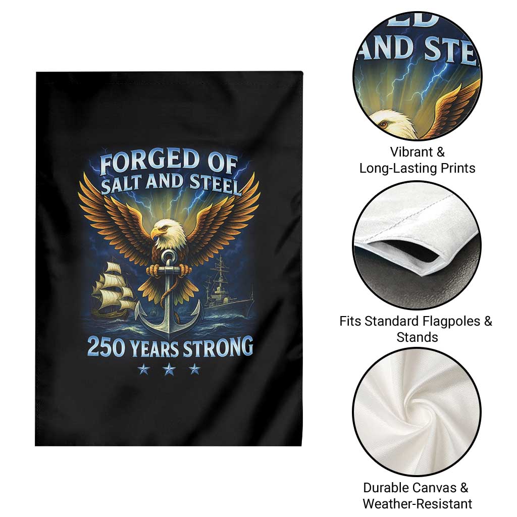 Navy Veteran 250th Anniversary Garden Flag Forged of Salt and Steel US Naval Ships 250th Anniversary TS10 Print Your Wear