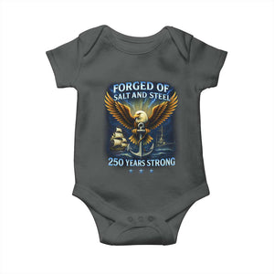 Navy Veteran 250th Anniversary Baby Onesie Forged of Salt and Steel US Naval Ships 250th Anniversary TS10 Dark Heather Print Your Wear