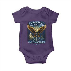Navy Veteran 250th Anniversary Baby Onesie Forged of Salt and Steel US Naval Ships 250th Anniversary TS10 Purple Print Your Wear