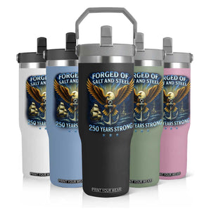 Navy Veteran 250th Anniversary Flip Straw Tumbler Forged of Salt and Steel US Naval Ships 250th Anniversary TS10 Print Your Wear