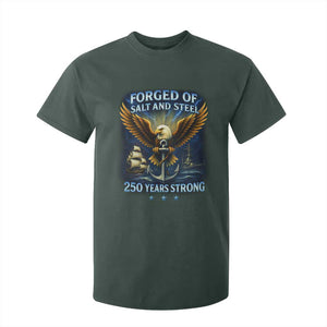 Navy Veteran 250th Anniversary T Shirt For Kid Forged of Salt and Steel US Naval Ships 250th Anniversary TS10 Dark Forest Green Print Your Wear