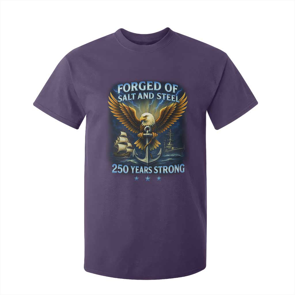 Navy Veteran 250th Anniversary T Shirt For Kid Forged of Salt and Steel US Naval Ships 250th Anniversary TS10 Purple Print Your Wear