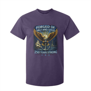Navy Veteran 250th Anniversary T Shirt For Kid Forged of Salt and Steel US Naval Ships 250th Anniversary TS10 Purple Print Your Wear