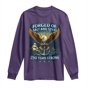 Navy Veteran 250th Anniversary Long Sleeve Shirt Forged of Salt and Steel US Naval Ships 250th Anniversary TS10 Purple Print Your Wear