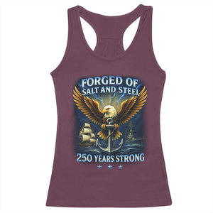 Navy Veteran 250th Anniversary Racerback Tank Top Forged of Salt and Steel US Naval Ships 250th Anniversary TS10 Maroon Print Your Wear
