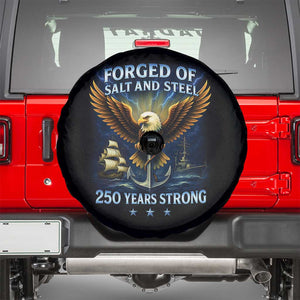 Navy Veteran 250th Anniversary Spare Tire Cover Forged of Salt and Steel US Naval Ships 250th Anniversary TS10 Black Print Your Wear