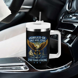 Navy Veteran 250th Anniversary Tumbler With Handle Forged of Salt and Steel US Naval Ships 250th Anniversary TS10 Print Your Wear