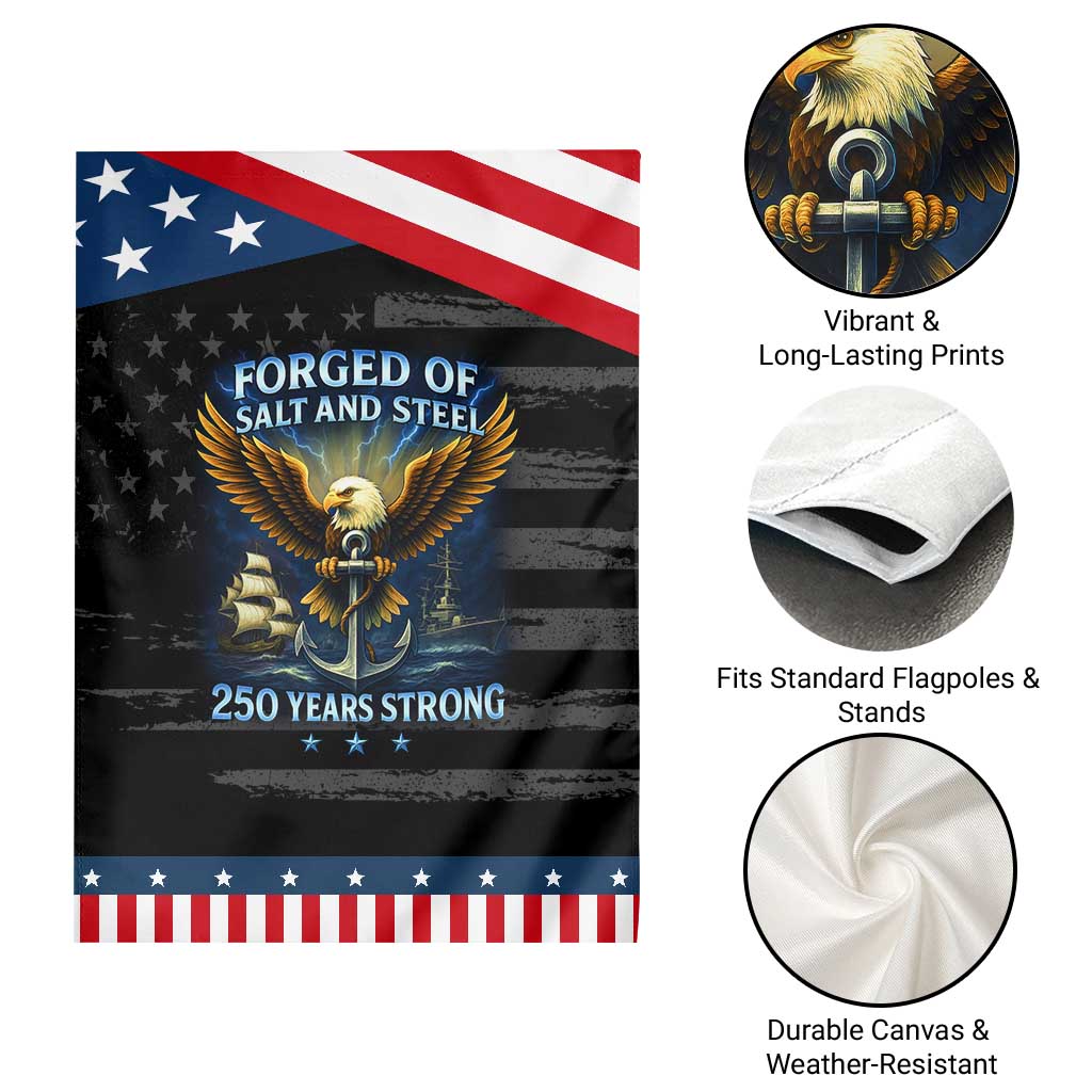 Navy Veteran 250th Anniversary Garden Flag Forged of Salt and Steel US Naval Ships 250th Anniversary TS10 Print Your Wear