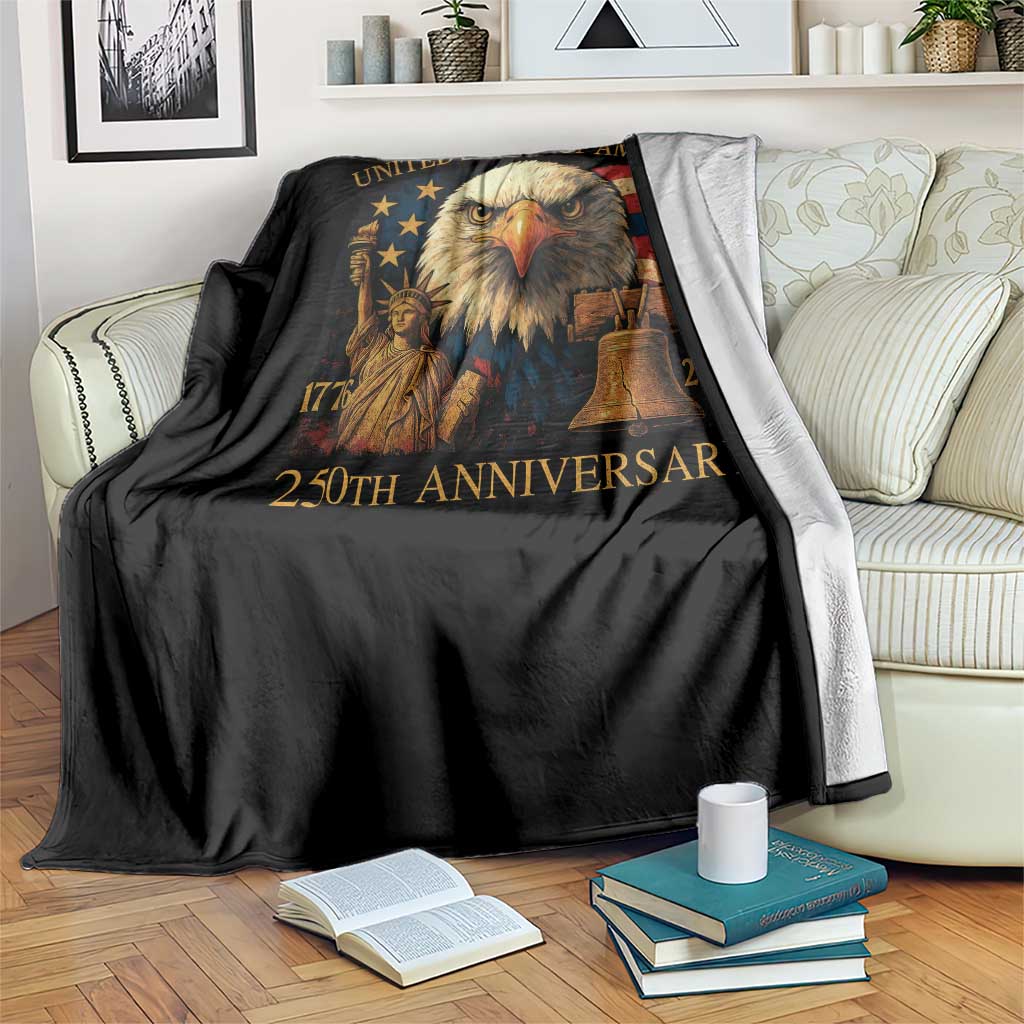US 250th Anniversary Throw Blanket Retro Bald Eagle American Flag Patriotic Veterans TS10 Print Your Wear