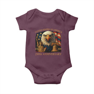 US 250th Anniversary Baby Onesie Retro Bald Eagle American Flag Patriotic Veterans TS10 Maroon Print Your Wear