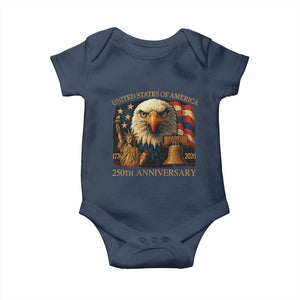 US 250th Anniversary Baby Onesie Retro Bald Eagle American Flag Patriotic Veterans TS10 Navy Print Your Wear