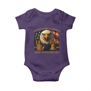 US 250th Anniversary Baby Onesie Retro Bald Eagle American Flag Patriotic Veterans TS10 Purple Print Your Wear