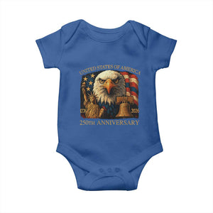 US 250th Anniversary Baby Onesie Retro Bald Eagle American Flag Patriotic Veterans TS10 Royal Blue Print Your Wear
