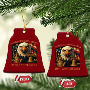 US 250th Anniversary Ceramic Ornament Retro Bald Eagle American Flag Patriotic Veterans TS10 Print Your Wear