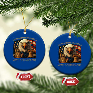 US 250th Anniversary Ceramic Ornament Retro Bald Eagle American Flag Patriotic Veterans TS10 1pc Blue Print Your Wear