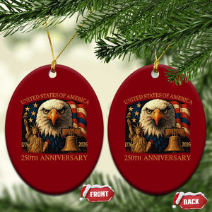 US 250th Anniversary Ceramic Ornament Retro Bald Eagle American Flag Patriotic Veterans TS10 Print Your Wear