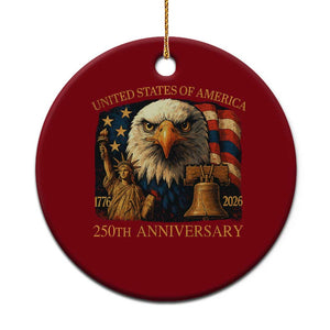 US 250th Anniversary Ceramic Ornament Retro Bald Eagle American Flag Patriotic Veterans TS10 1pc Red Print Your Wear
