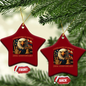 US 250th Anniversary Ceramic Ornament Retro Bald Eagle American Flag Patriotic Veterans TS10 Print Your Wear