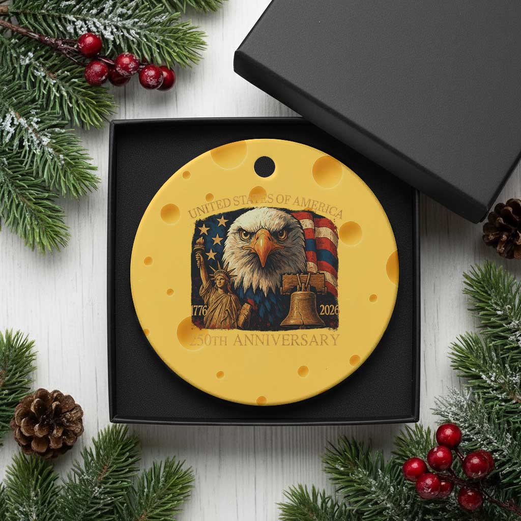 US 250th Anniversary Ceramic Ornament Retro Bald Eagle American Flag Patriotic Veterans TS10 1pc Yellow Cheese Print Your Wear