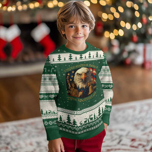 US 250th Anniversary Ugly Christmas Sweater Retro Bald Eagle American Flag Patriotic Veterans TS10 Forest Green Beige Print Your Wear