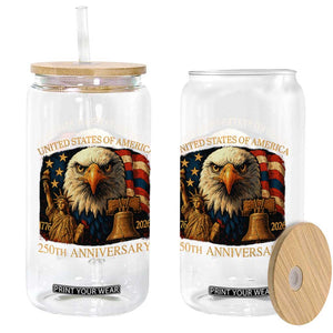 US 250th Anniversary Glass Can Retro Bald Eagle American Flag Patriotic Veterans TS10 Print Your Wear